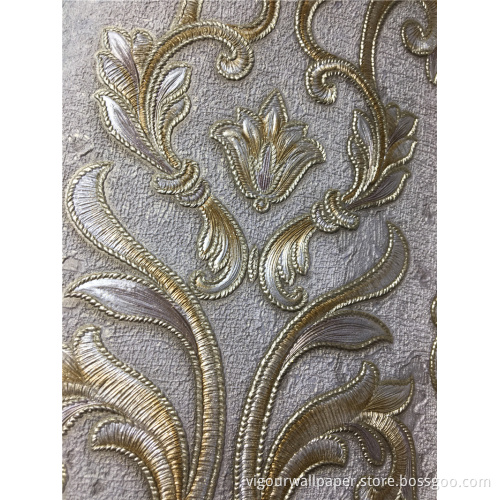 Damacus Flower PVC Wallpaper Designs Waterproof Wall Paper